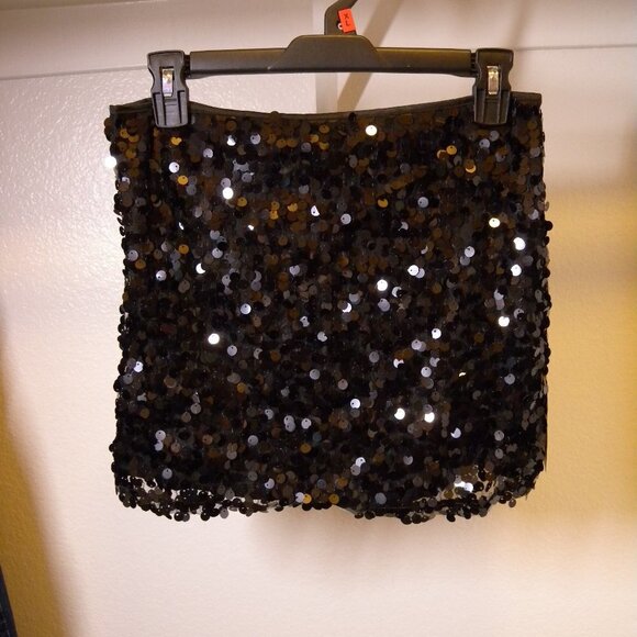 Forever 21 Jet Black Sequins Short Skirt NWT - Picture 5 of 13